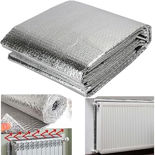 Almineez Radiator Reflective Foil Foil Insulation Sheet Heat Reflector Energy Saving Foil Panel Easy Install – Reduce Your Heating Costs Winter Bills – Size 5m x 60cm - Easy to Cut