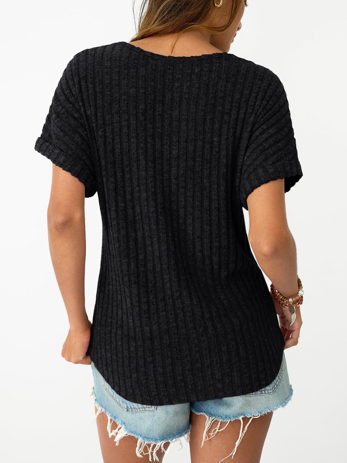 LILLUSORY Women Short Sleeve T Shirt Summer Sweater Dressy Casual Blouse Business Top Work Clothing - Image 4