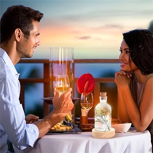 Miniatura 7 de Base de exhibición de madera LED para arte de cristal de cristal, soporte de base de exhibición de cristal de luz colorida con 6 LED (color cálido,