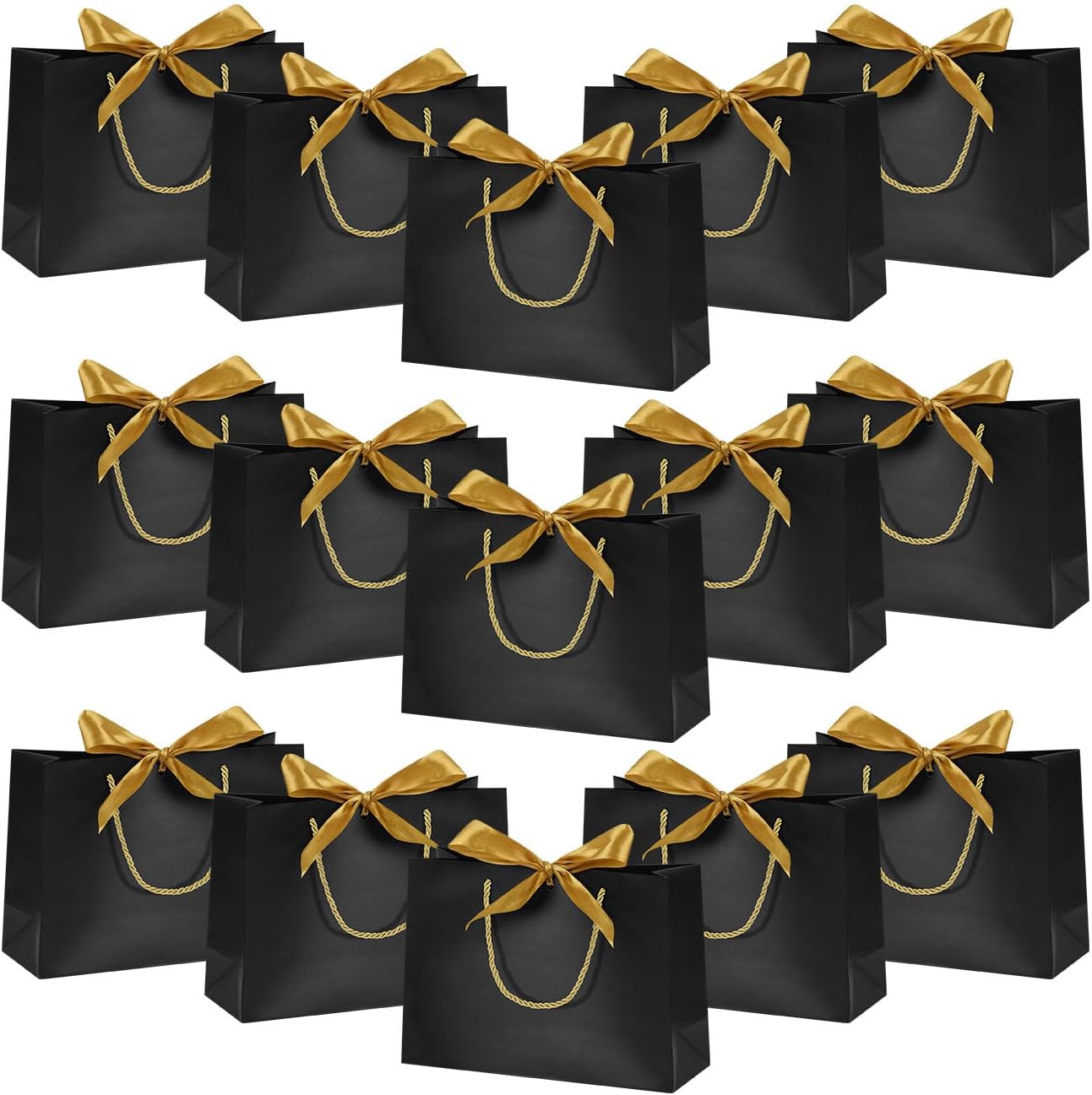 12Pack Black Gift Bags,Small Gift Bags with Handles,Paper