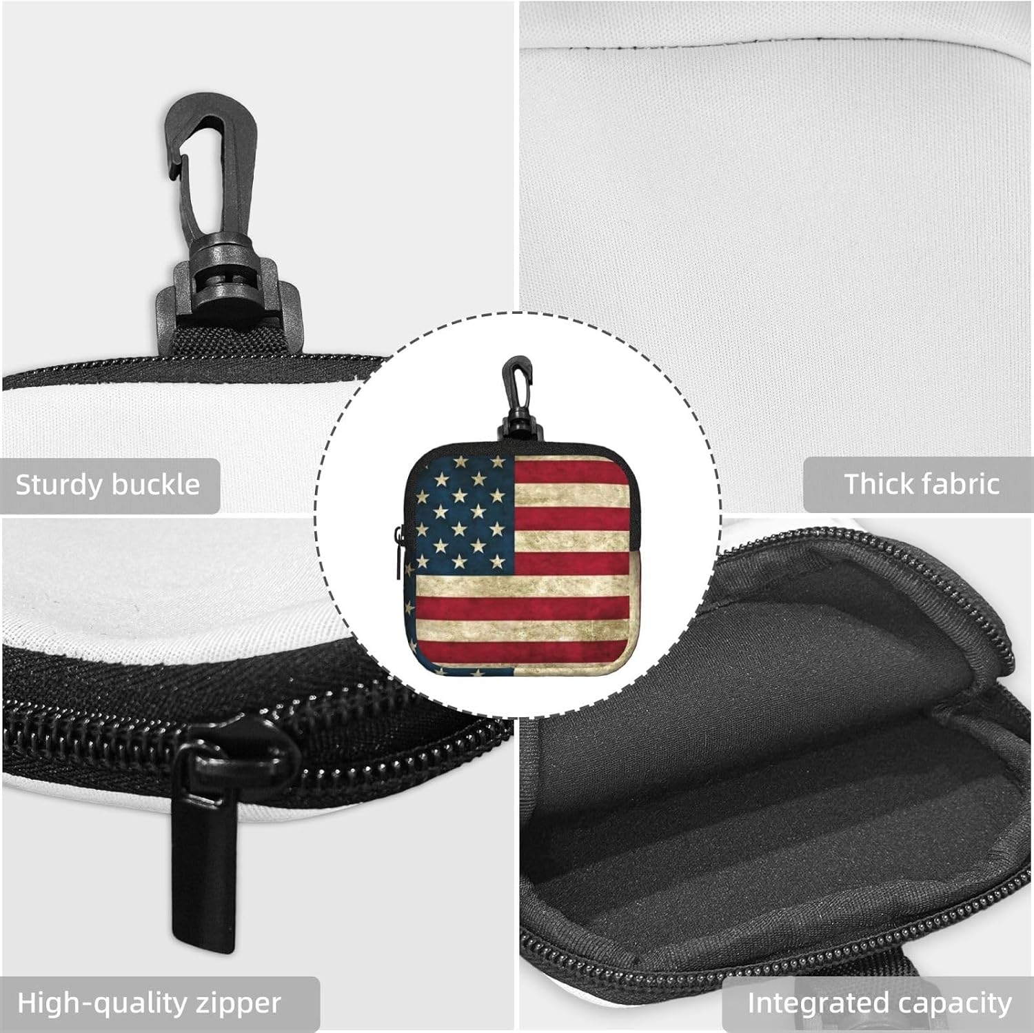 American Flag Print Versatile Square Storage Bag Travel Organizer Pouch Toiletry Home Office Gift image 5