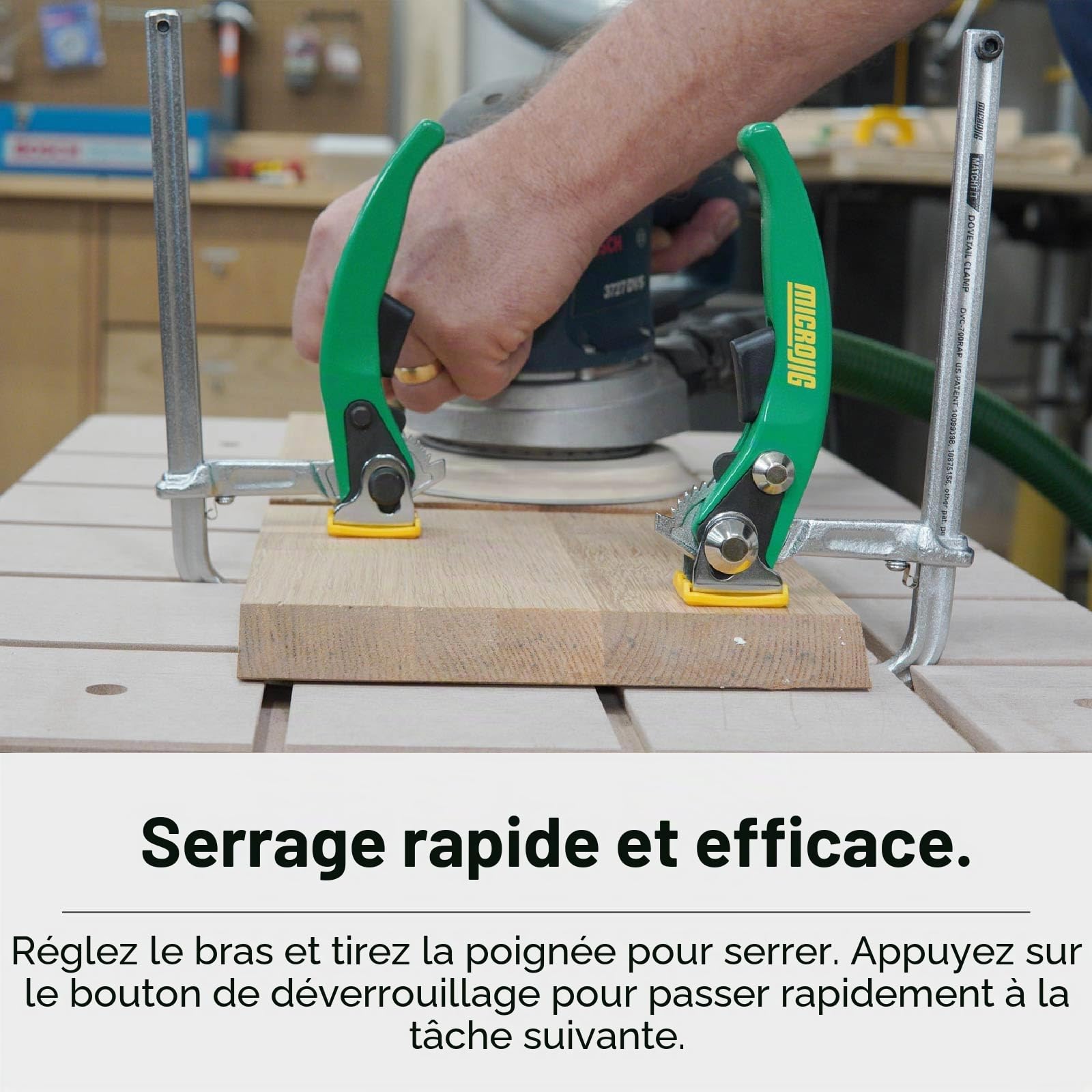 Microjig Matchfit DVC-700RAP Pince à cliquet à queue d'aronde pour établi