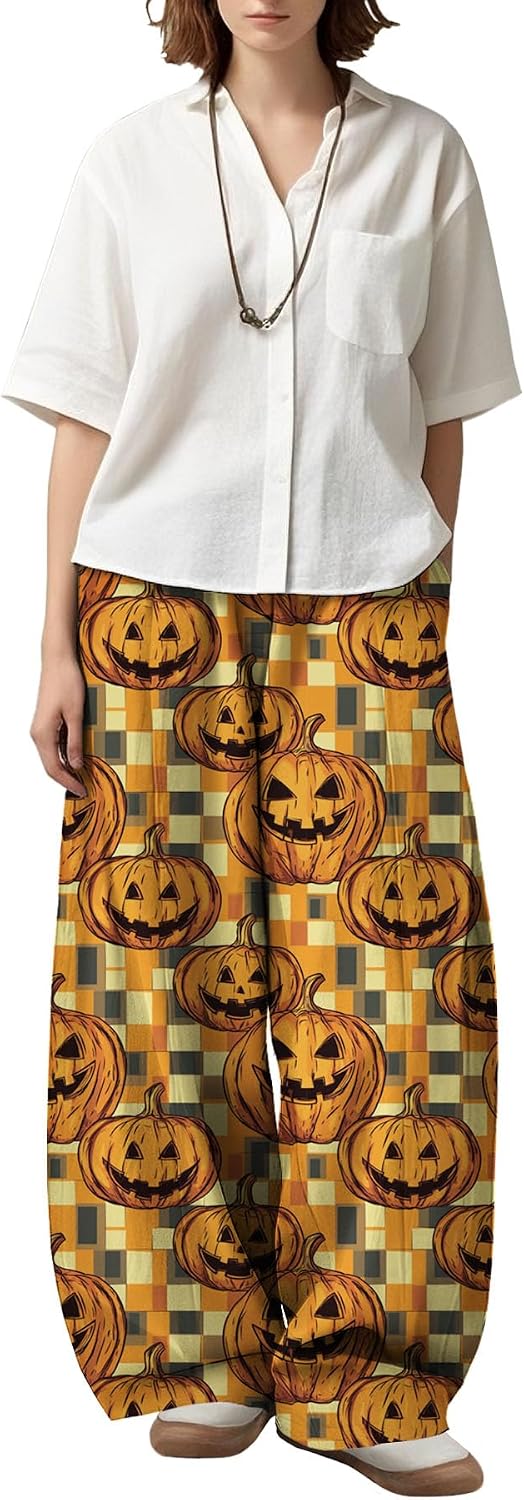 Fall Women's Printed Casual Pant Loose-Fitting Breathable Wide-Leg Pants Sporty Casual Versatile Streetwear Style