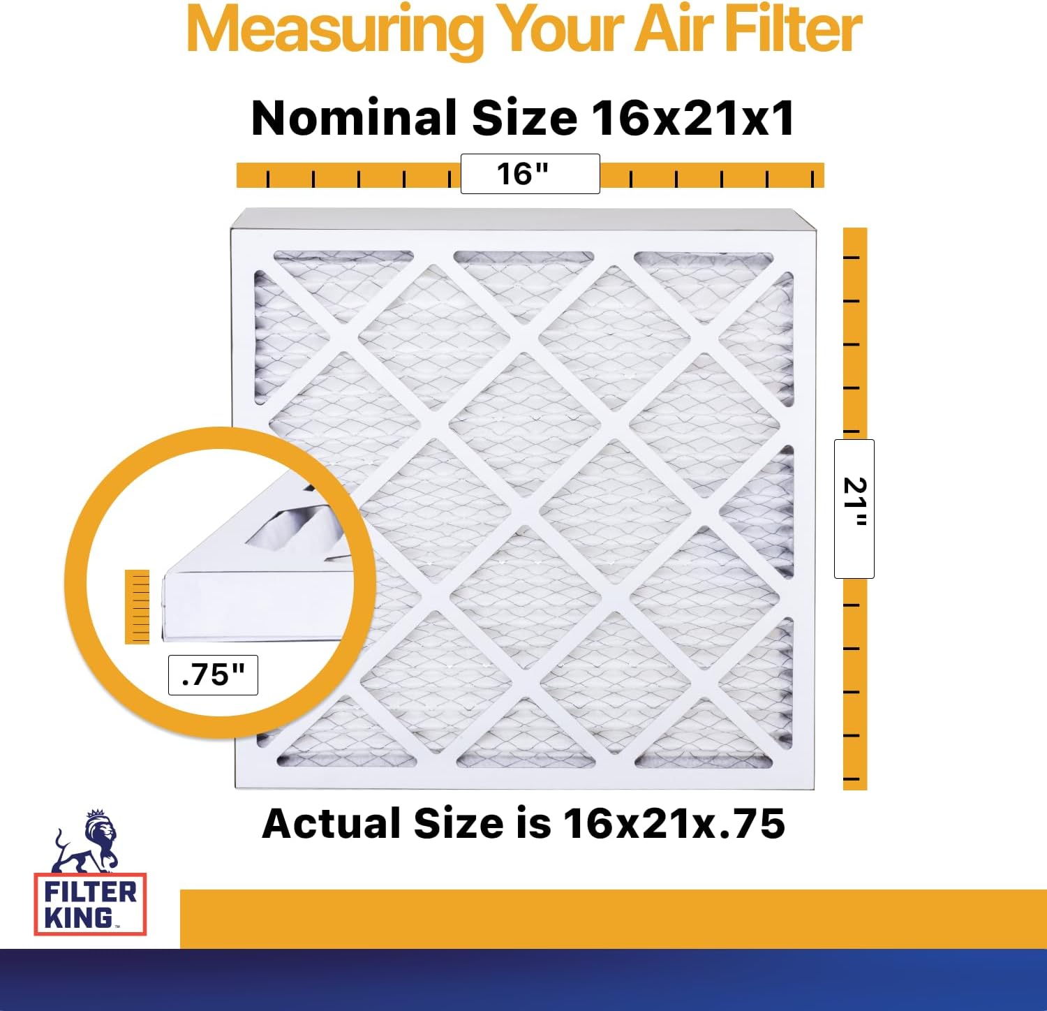 Filter King 16x21x1 Air Filter (MERV 13) (12-Pack) Dust & Allergy Control AC Furnace Filters, MADE IN USA, HVAC, Pleated, Electrostatic (Actual Size: 16 x 21 x .75)