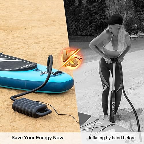 Miniatura 6 de Bomba de tabla de remo, bomba eléctrica SUP, bomba de aire portátil de alta presión de 20 PSI con inflado y apagado automático, función de