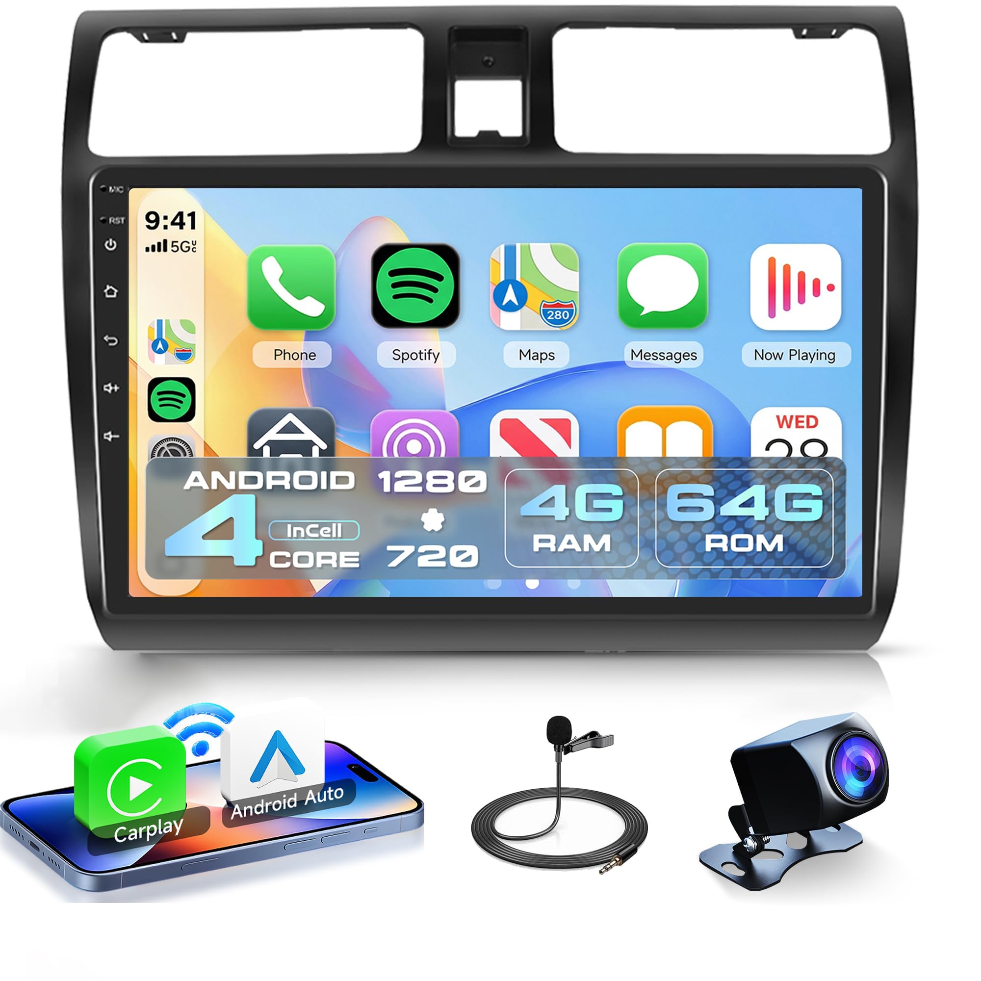 4G+64G Radio Screen for Suzuki Swift 2005 2006 2007 2008 2009 2010 Carplay Android Auto GPS Navigation, Rimoody Android Car Stereo 10.1 inch Touchscreen WiFi BT FM EQ Mirror Link Backup Camera-image-20