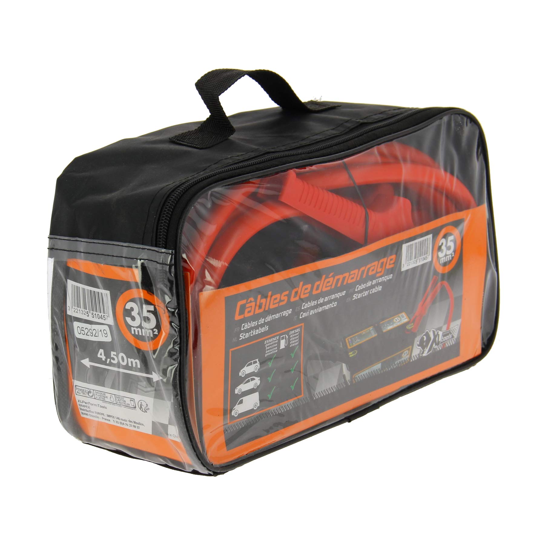 XL Perform Tool 551045 - Cables de arranque para batería de coche (35 mm2, DIN-4m50)