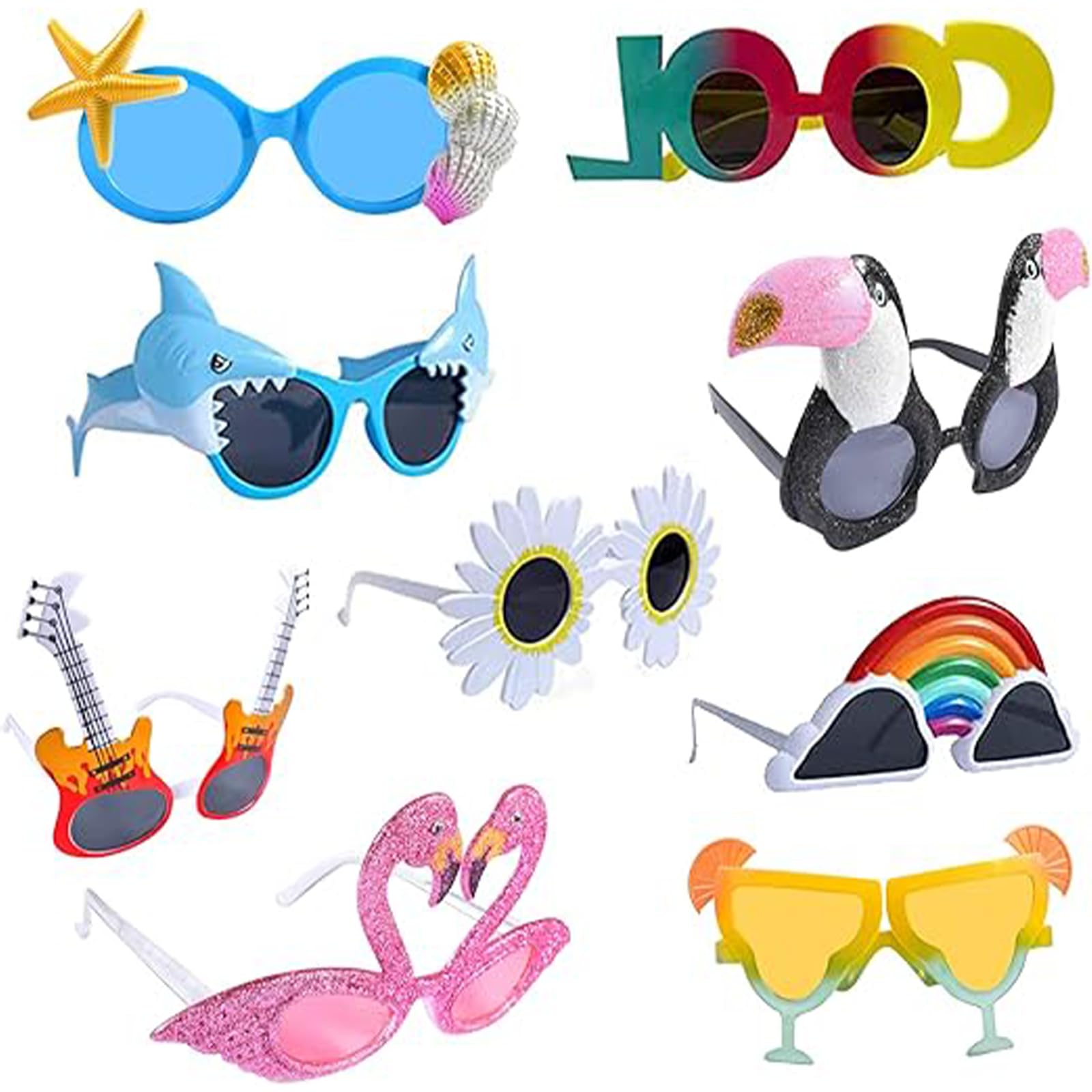 Yuelulala 9 works Runup Party Glasses, Funny Sunglasses, Funky Party Sunglasses for Leisure Use Novelty Hawaii Glasses