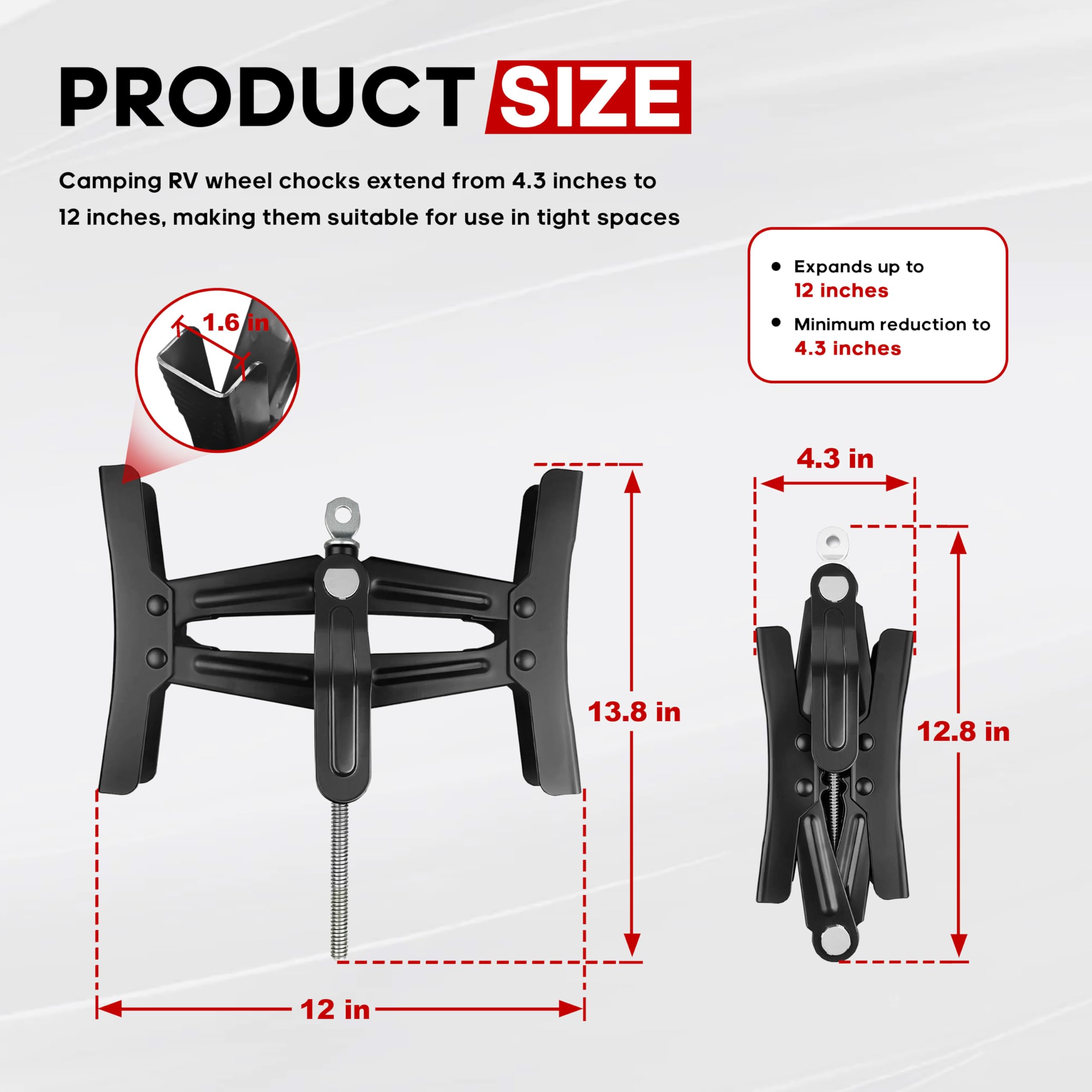 Stabilizzatore per cuneo per camper, confezione da 2 pezzi, per rimorchi da viaggio per camper, stabilizzatore per ruote, resistente e anti-spostamento, con cricchetto, presa esagonale