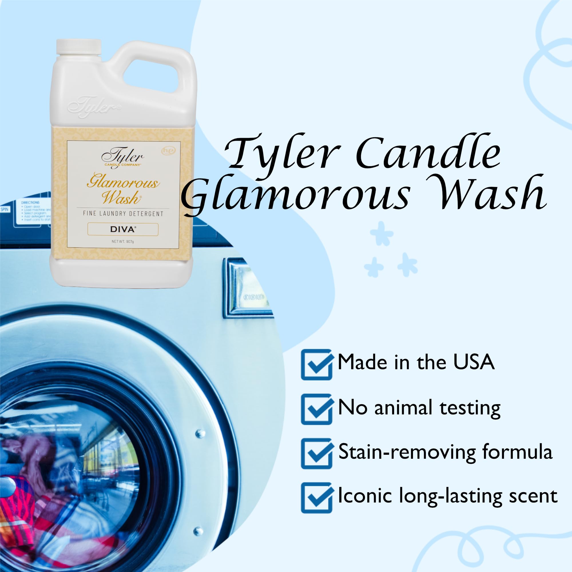 Tyler Glamorous Wash DIVA Detergente fino para ropa con bolígrafo removedor de manchas, detergente líquido DIVA diseñado para ropa, lavable a mano y a máquina, 32 onzas (DIVA)