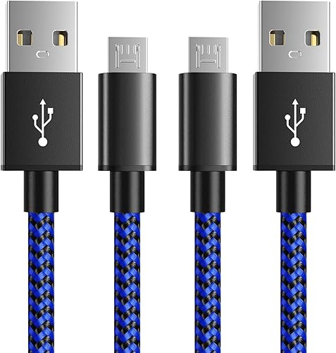 6amLifestyle Cable de carga PS4, cable micro USB de 10 pies, cable trenzado de nailon, para PS4 SlimPro, controlador Xbox One SX, kit de accesorios