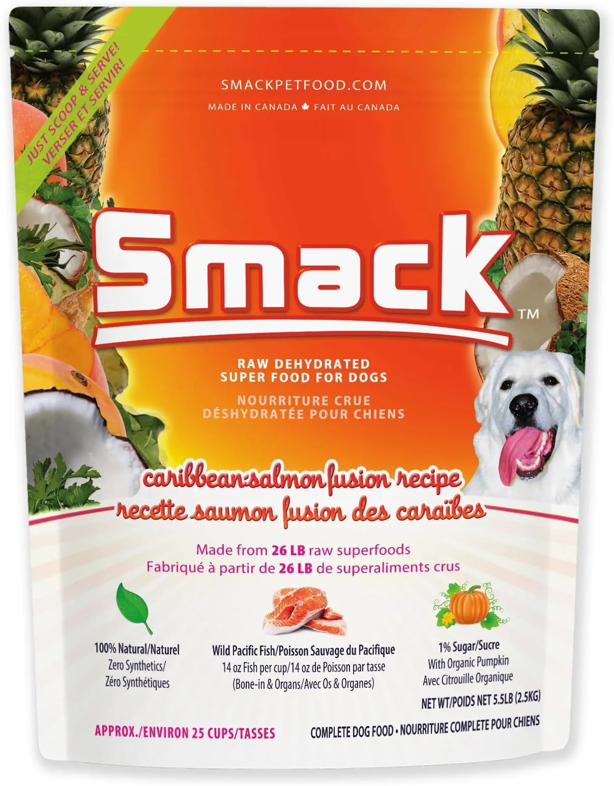 Pet Food Organic Raw Dehydrated Dog Food Grain-Free, Gluten-Free, Raw Food for Dogs (Caribbean Salmon Fusion, 5.5 Pound)