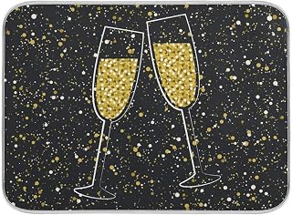 Happy New Year Cheers Dish Drying Mat for Kitchen Countertops Sinks Drying Mat Absorbent Heat Resistant Dishes Drainer Pad 18 x 24 Inch