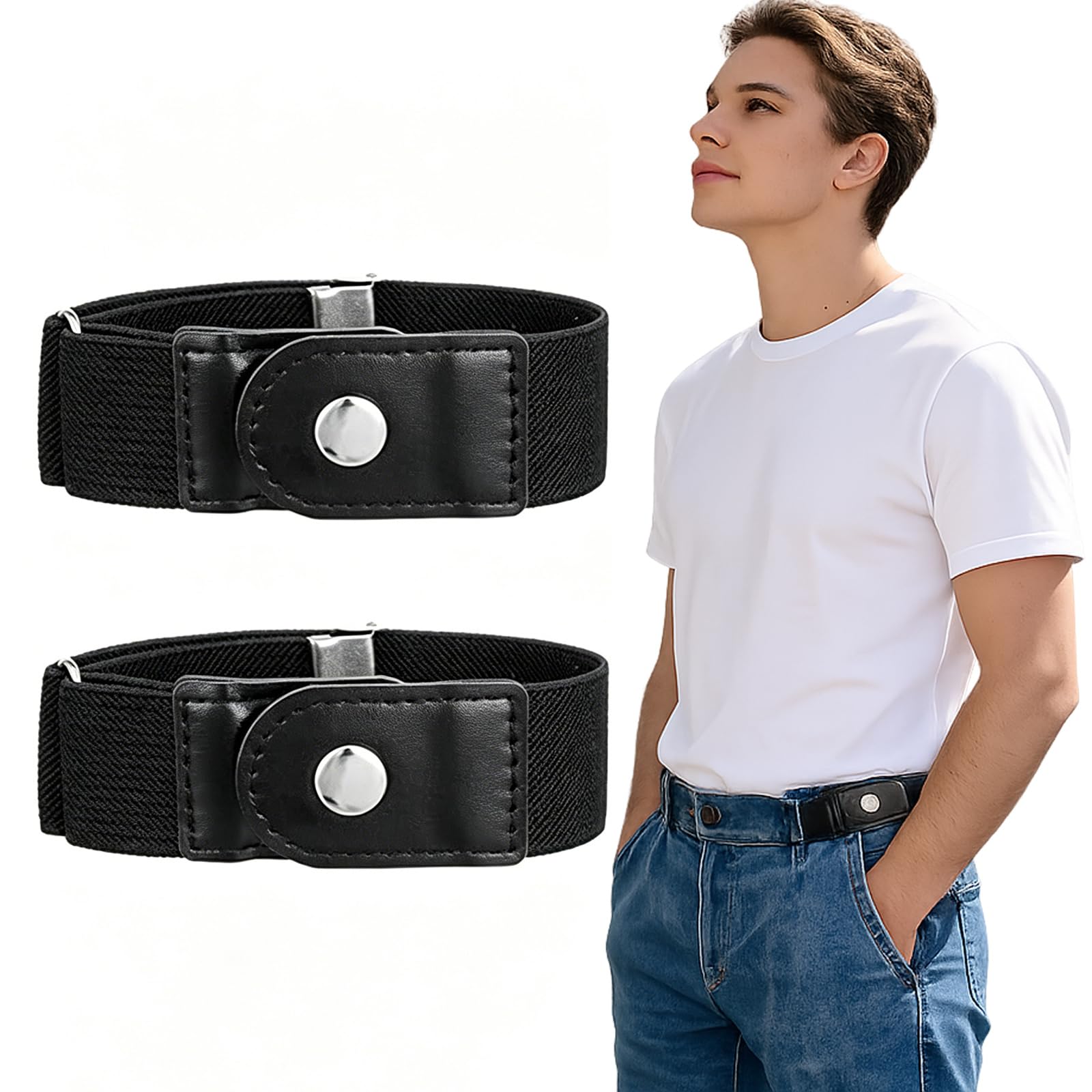 2-Pack Buckle Free Belt for Men, No Buckle Elastic Belt-picture-40