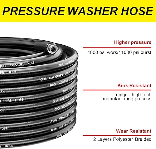 Miniatura 5 de POHIR Kit de chorro de alcantarillado de 150 pies para lavadora a presión 4000PSI Kit de limpieza de drenaje hidrojet con botón de nariz de 14