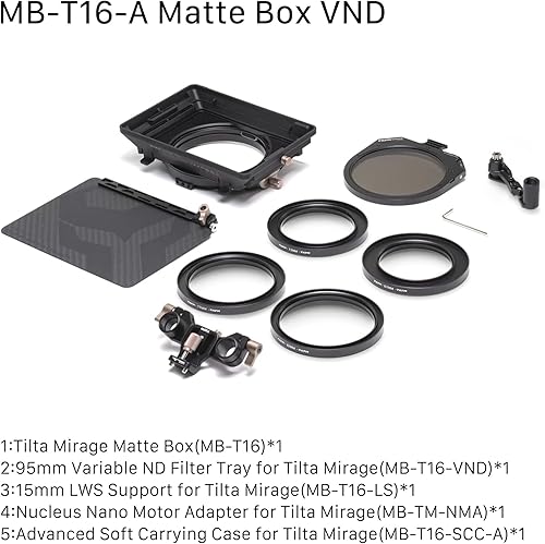 Miniatura 10 de Tilta Mirage Matte Box  Diseñada para cámara réflex digital, cardán y drones  Sistema modular moderno (caja mate + VND + motor)