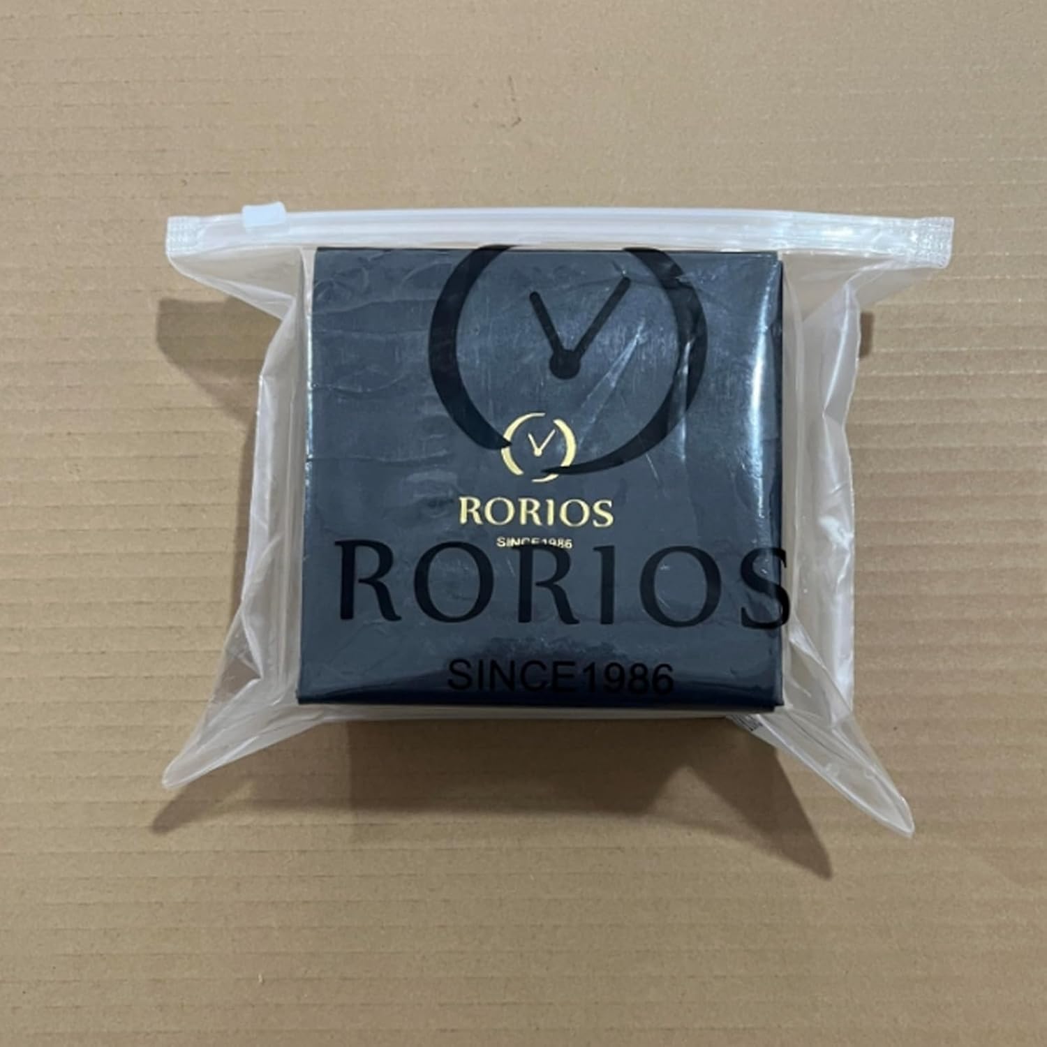 RORIOS watch box, indicating the product packaging.