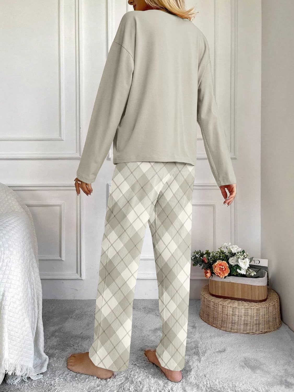 2 Pack Womens Soft Long Sleeve Sleep Set Comfortable Lounge Pull Over Hoodie and Henley Jogger - Image 3