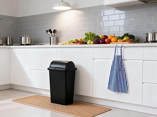 Miniatura 6 de Bote de basura de cocina de 13 galones con tapa enrollable, color negro