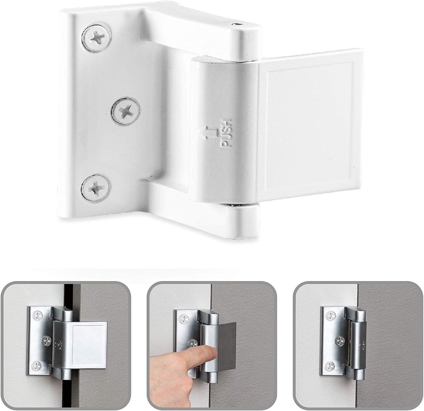 Berlin Modisch Door Lock Reinforcer Privacy Door Latch for in-Swinging Doors Extra High Resistance Home Door Security Lock White Finish