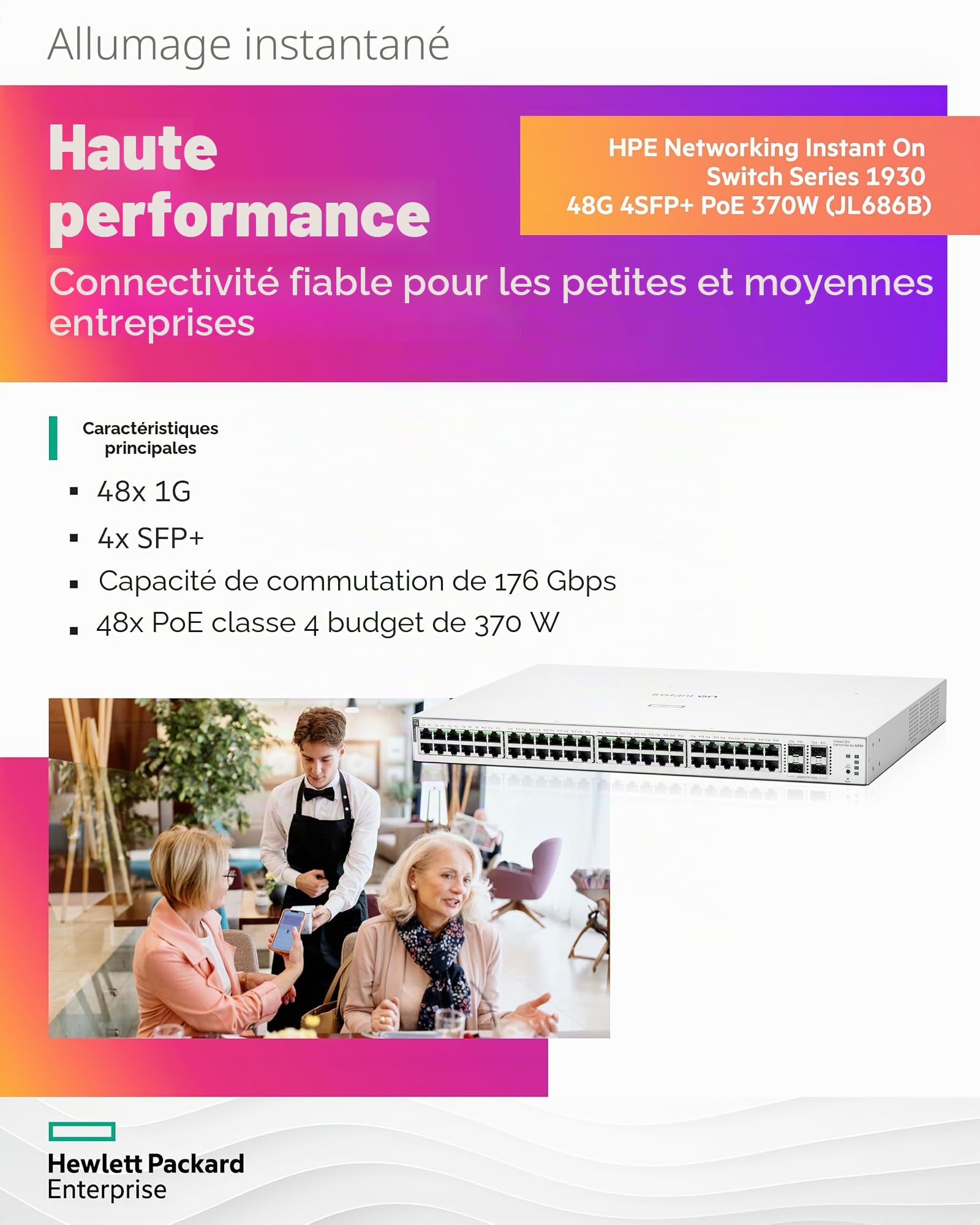 Hpe Aruba Networking Aruba Instant On 1930 48g Class4 Poe 4sfp/sfp+ 370w Gestito L2+ Gigabit Ethernet [10/100/1000] Supporto Power Over Ethernet [poe