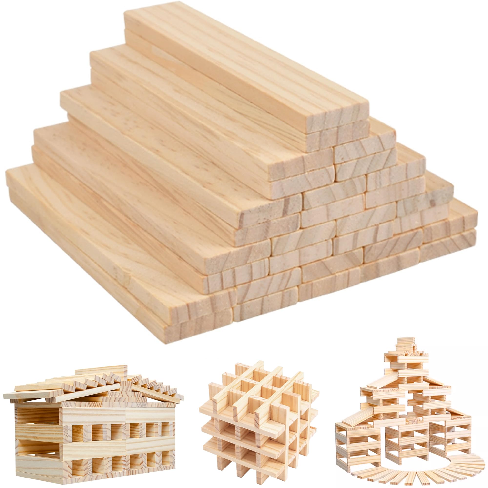 PWGHWG 40 Blocchi di Legno per Fai da Te 110 × 22 × 8 mm Pino
