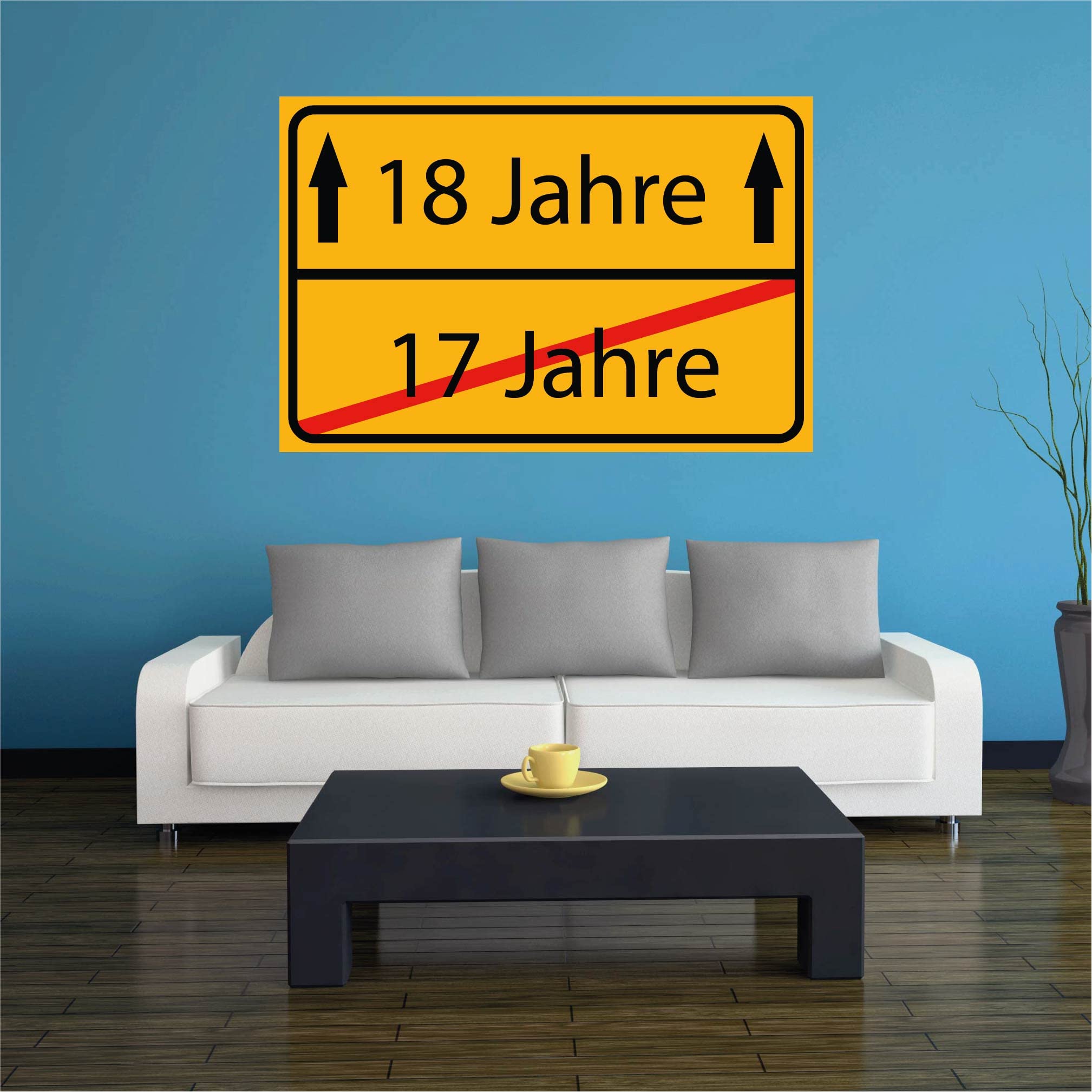 INDIGOS UG - 18 Jahre Geburtstag Schild Deko für Party - 80x60cm - PVC 5mm schwarz - Ortsschild Herzlichen Glückwunsch - Spruch - Ortsschild Design Deko Geschenkidee 18. Birthday