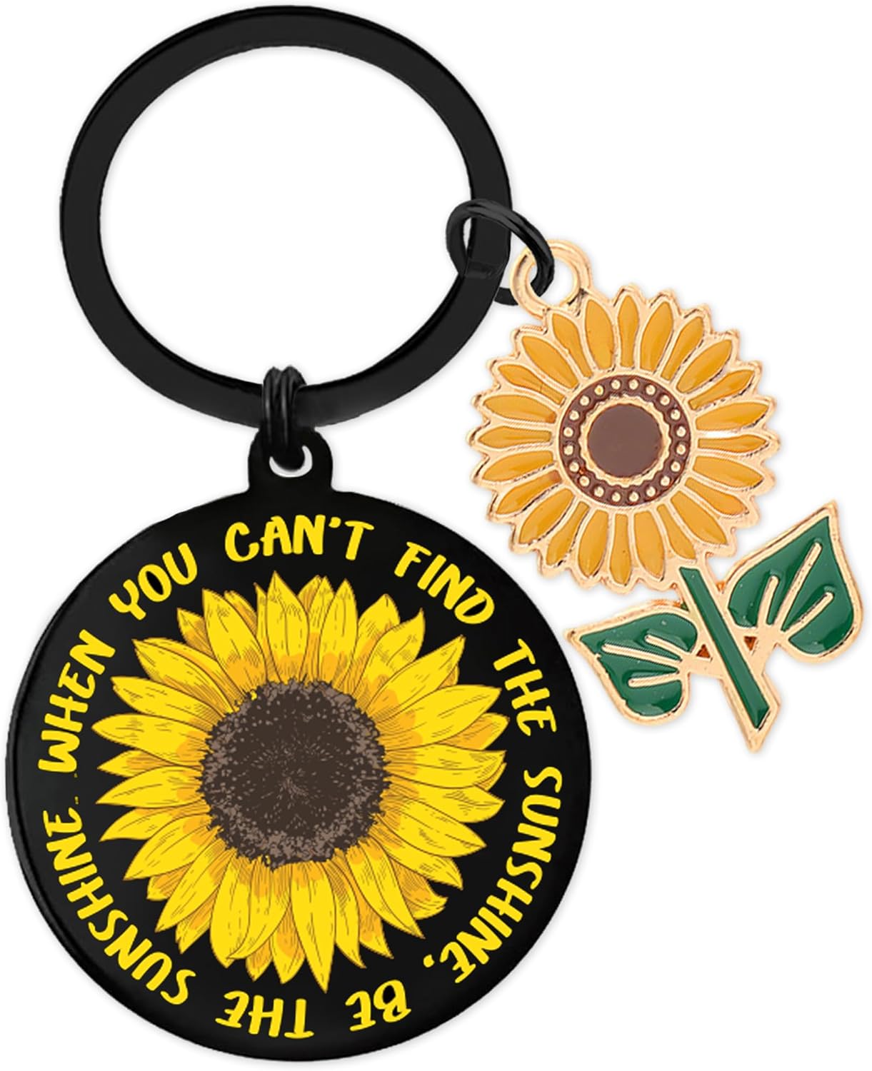 Sunflower Keychain Gifts, Inspirational Sunflower Pendant Keyring for Women Men, When You Can’t Find the Sunshine