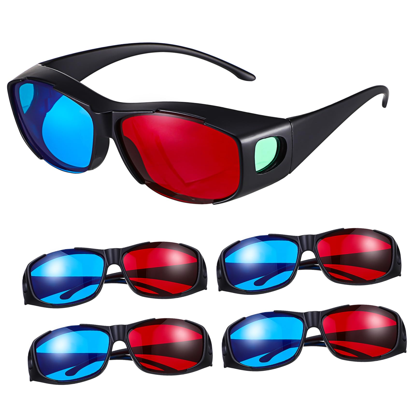 5 Stück Rot Blau 3D-Brillen aus Kunststoff mit Breiter Anwendbarkeit und Einfacher Bedienung für Gaming und Kinoerlebnis