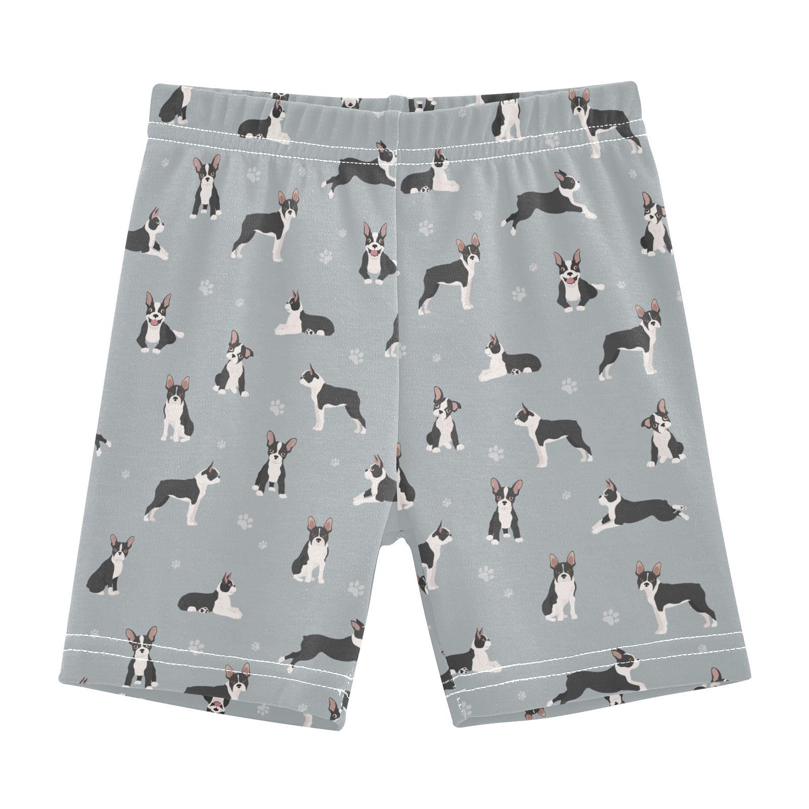 JHKKU Girls Boston Terrier Dog Shorts Cotton Cartwheel Bike Kids Biker Under Dress Dance Short Girl Clothes 8Y