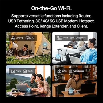 TP-Link Roam 6 AX1500 Portable Wi-Fi 6 Travel Router Dual-Band | Easy Public WiFi Sharing | Hotel/RV/Travel Approved | Phone WiFi Tether | USB C 3.0 | Multi-Mode | OpenVPN, WireGuard | TL-WR1512X