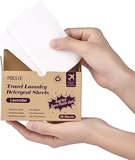 Travel Laundry Detergent Strips 40 Sheets Liquidless Laundry Soap Sheet for Travel Dorm Home Lavender
