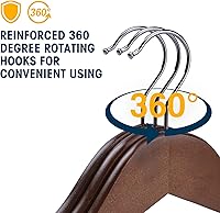 Vista 2 de Paquete de 30 perchas de madera, percha para ropa de uso diario, percha para abrigos en el armario, perchas de madera resistentes para trajes, Nogal