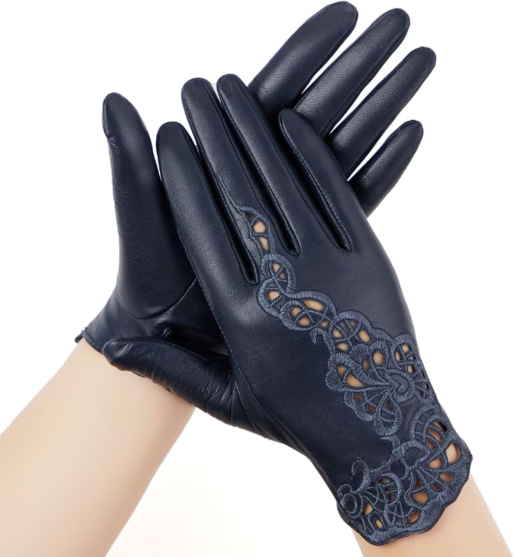 FIORETTO Womens Genuine Leather Driving Gloves Unlined Touchscreen Sheepskin Gloves