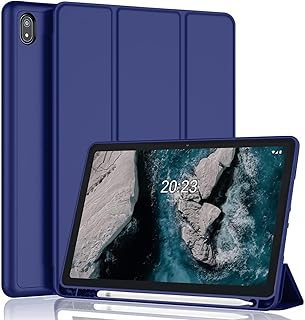 Smart Case Compatible with Nokia T20 Tablet with Pencil Holder and Soft Silicone Back and Full Body Protection, Auto Wake/Sleep Feature (Blue)