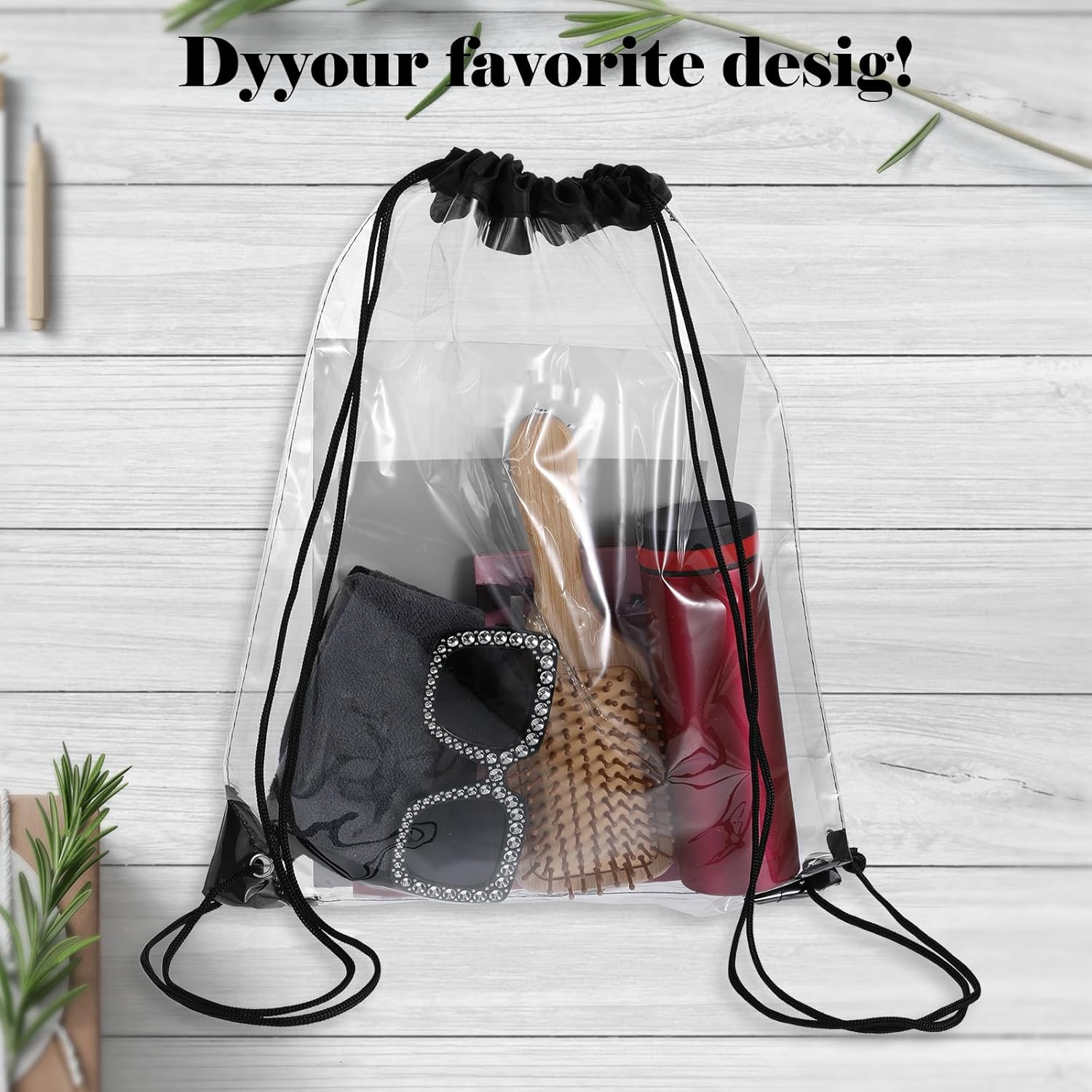 15 Pieces Clear Drawstring Backpack, Plastic Waterproof Transparent Stadium Bags String Bag for Gym Travel - Image 5