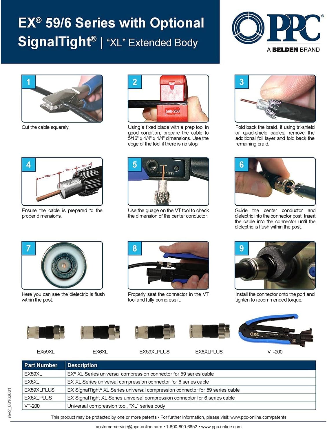 50-Pack RG6 Quad Compression Connectors PPC EX6XL Approved for Most Satellite or Cable Coax