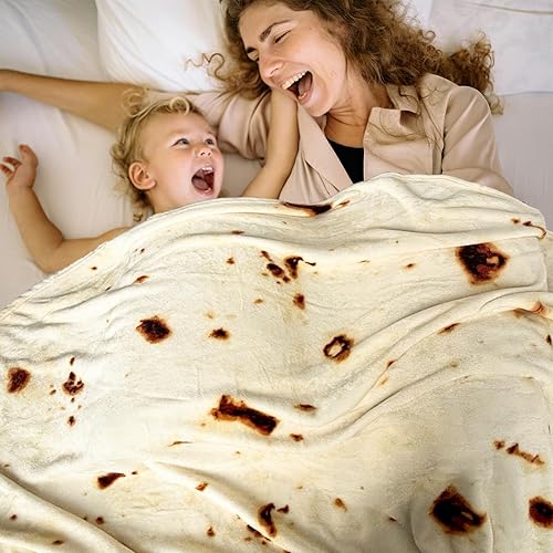 Miniatura 4 de Excervent Manta cuadrada de gran tamaño de 120 x 120 pulgadas, manta de franela envolvente de tortilla y burritos, 290 GSM, doble cara, divertida y