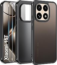 Effcotuo Case for Xiaomi Mi 15T 5G Case 2 Tempered Glass Screen Protector, Flexible Silicone Case + PC Acrylic Back Case Translucent Matte Slim Cover
