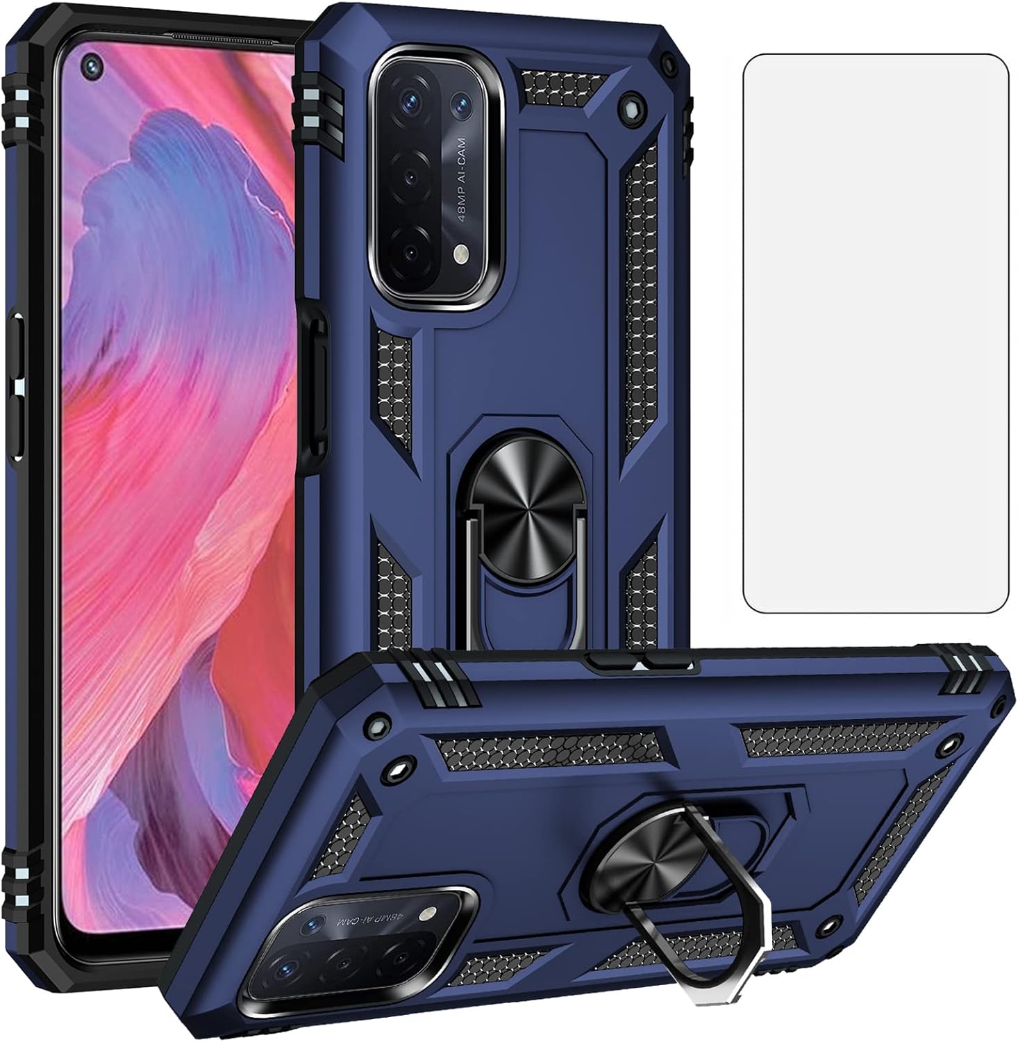 Asuwish Phone Case for OPPO A74 5G/A54 5G with Tempered Glass Screen Protector Stand Ring Holder Hard Magnetic Hybrid Defender Cell Accessories Shockproof Kickstand A93 5G/A93S 5G Women Men Blue Asuwish Phone Case for OPPO A74 5G/A54 5G with Tempered Glass Screen Protector Stand Ring Holder Hard Magnetic Hybrid Defender Cell Accessories Shockproof Kickstand A93 5G/A93S 5G Women Men Blue