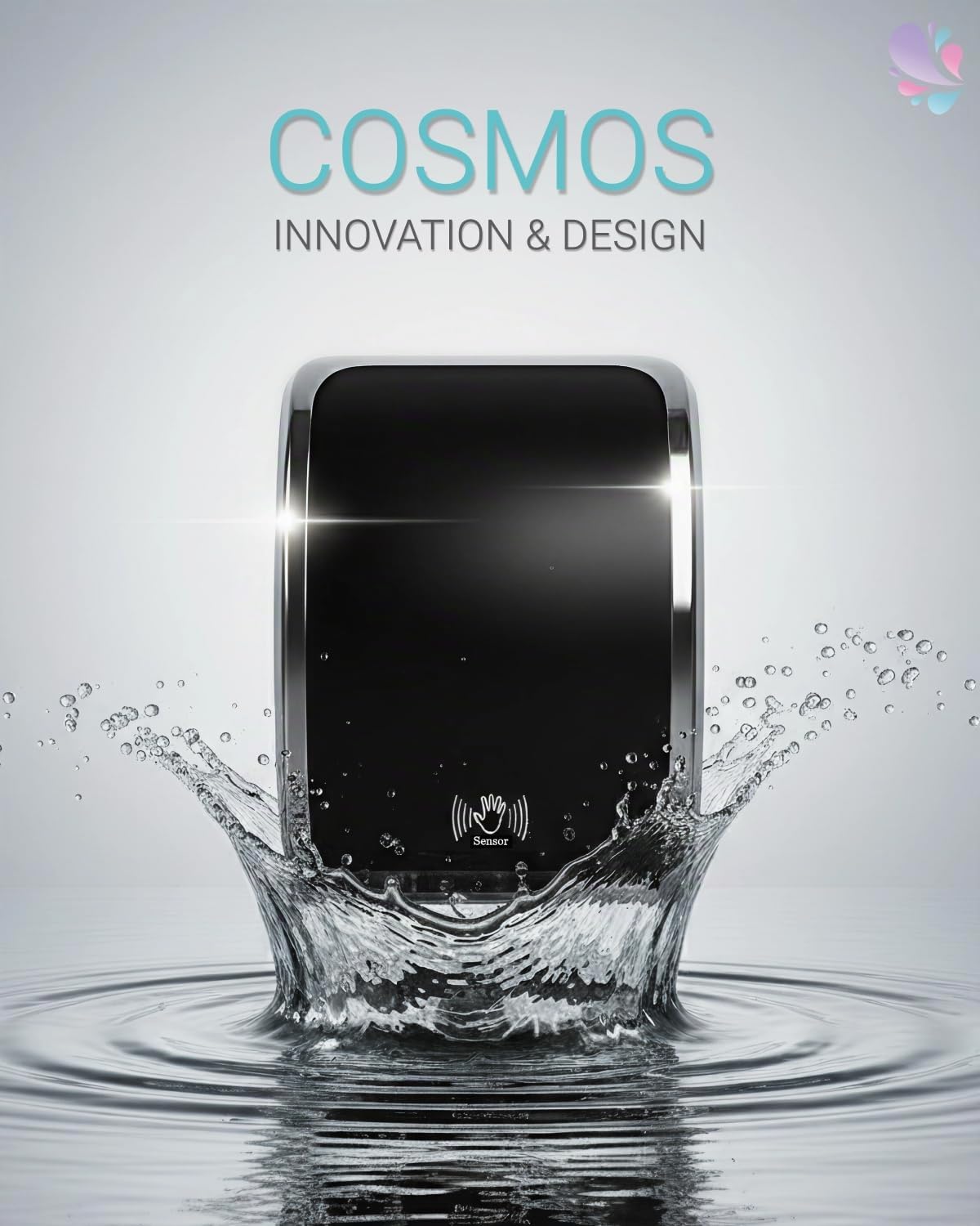 Set Cosmos Sensor Blau-Weiß + 2 Premium TAD Rollen | Berührungsloser Betrieb, Netz- o. Batteriebetrieb, inkl. 2 Premium TAD Rollen aus Zellstoff