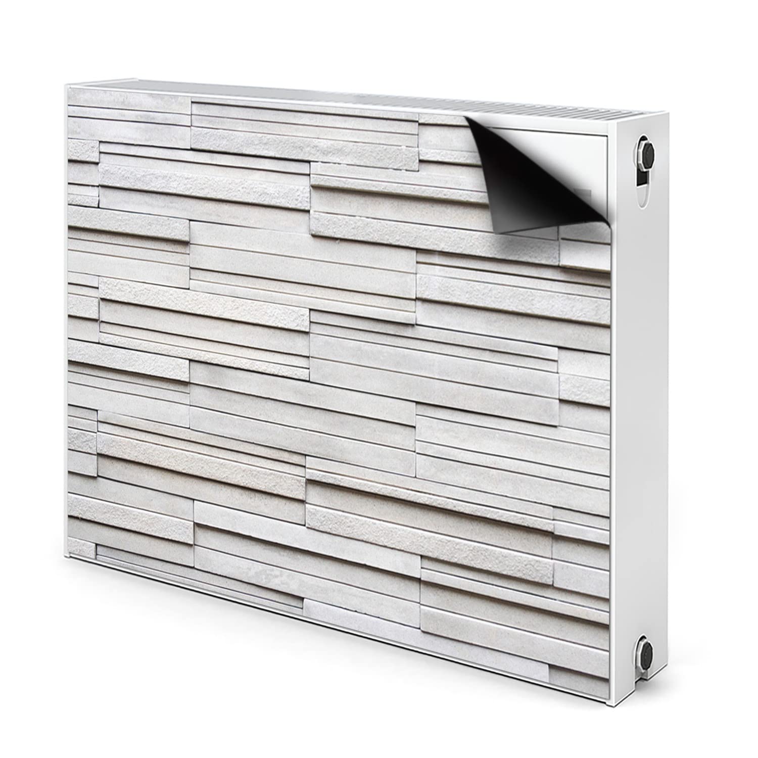 Cache radiateur imprimé planches blanches pour décoration de salon 80x60