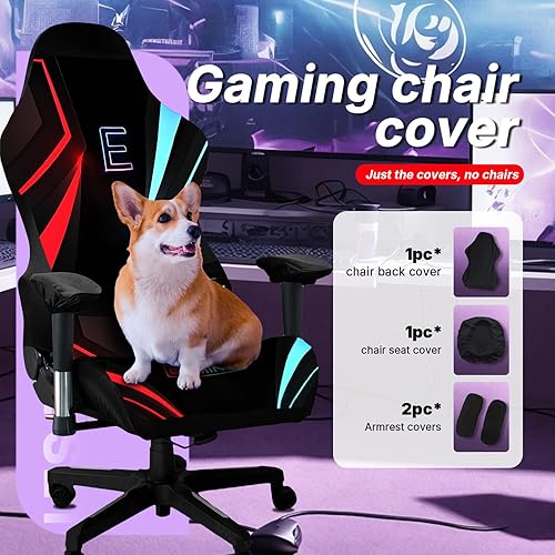 Miniatura 4 de Fundas para silla de videojuegos, impresión 3D, elásticas, suaves, antideslizantes, fáciles de instalar, funda para silla de jugador con funda para