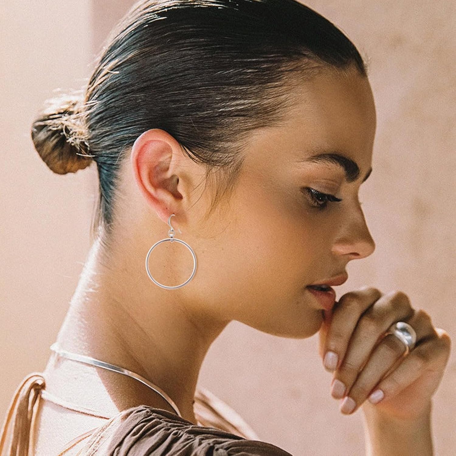 Gold Earrings for Women 14k Gold Plated Dangle Drop Earrings Hypoallergenic Dainty Geometric Rectangle Waterdrop Dangle Minimalist Earrings for Women Trendy - Image 2