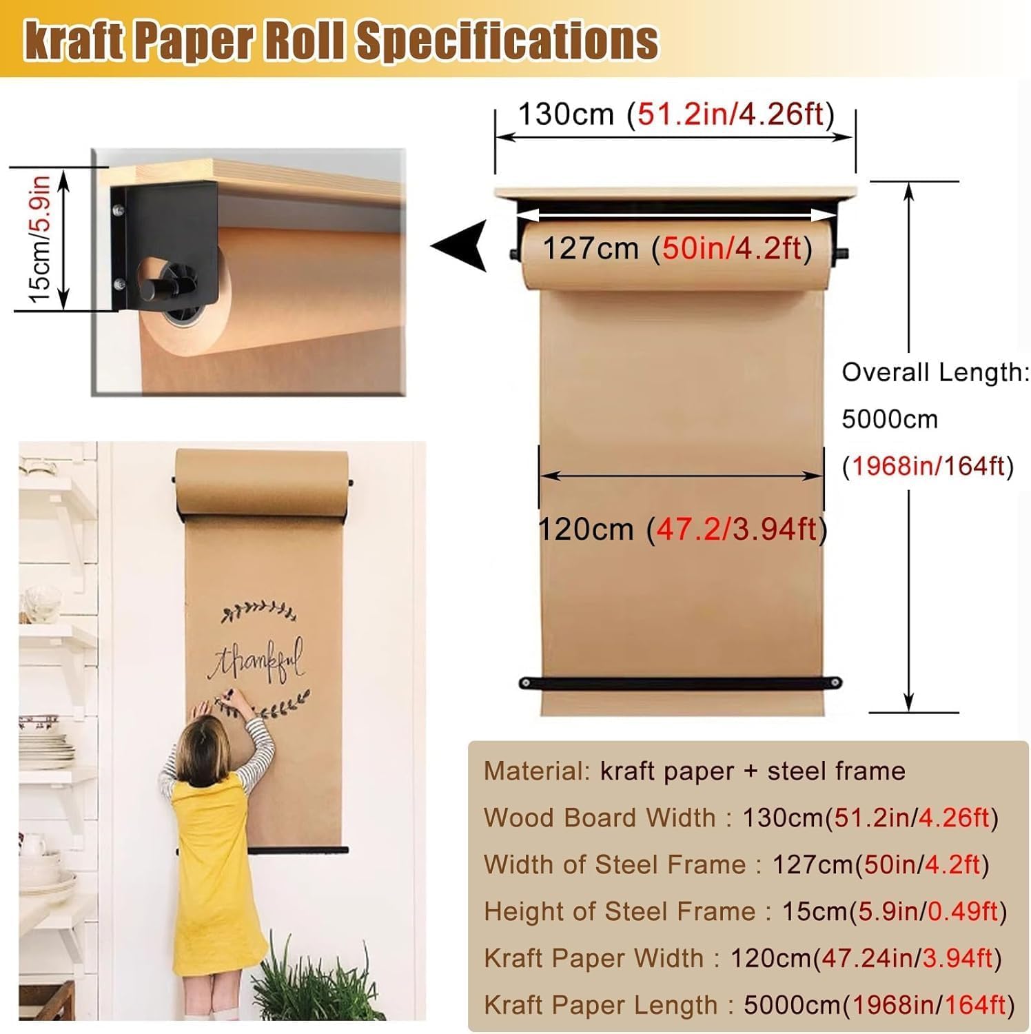 Obcinacz Do Papieru W Rolkach, Mocowany Na Ścianie, Uchwyt I Dozownik Do Papieru W Rolkach, Dozownik Do Papieru W Rolkach I Stali, Jeden Kolor, Szerokość 127 Cm/50 Cali