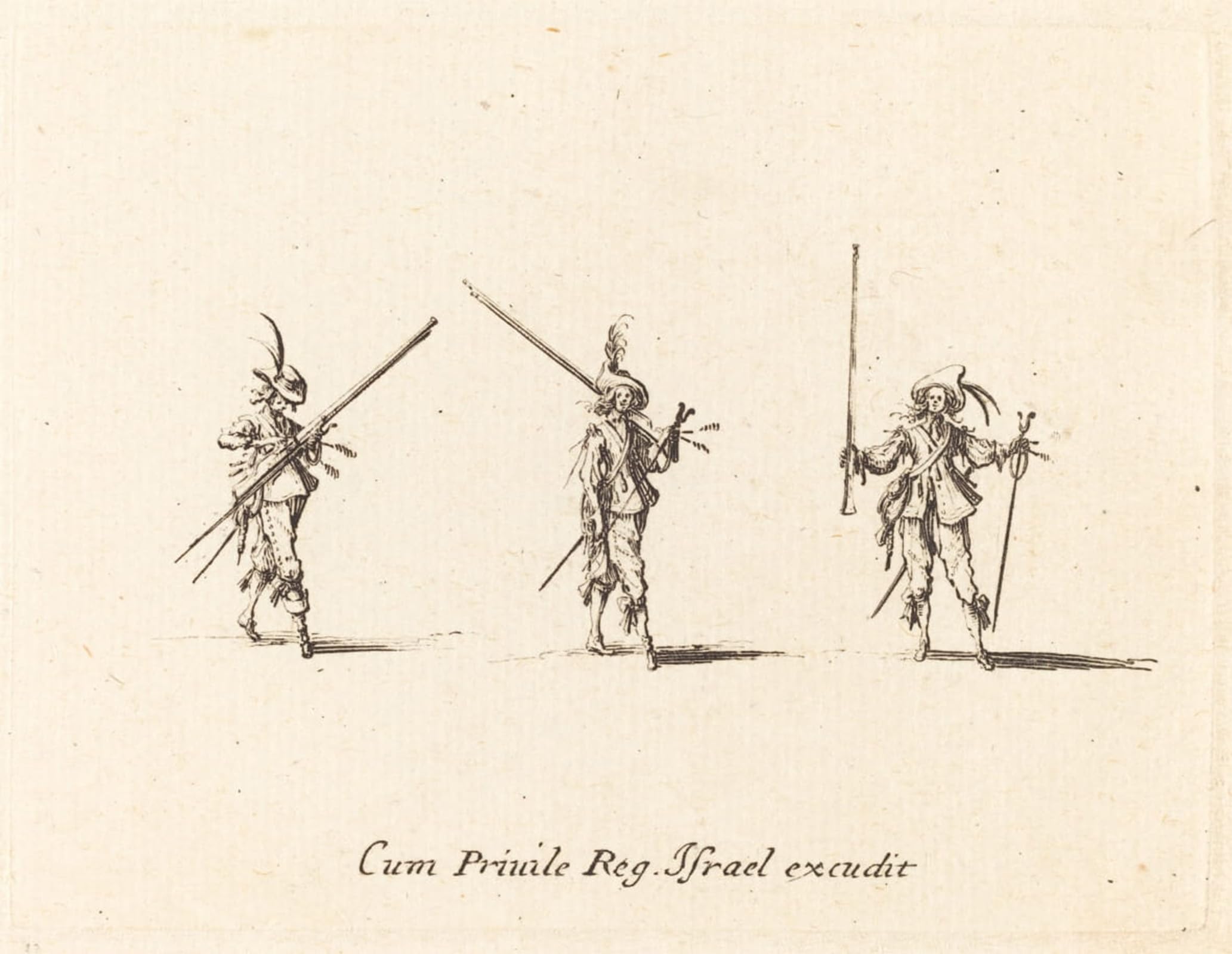 POSTERIIk Vintage Print Pop Art Landscape Artwork Drill with the Musket by Jacques Callot Art Prints for Office Home Decor 60x90cm