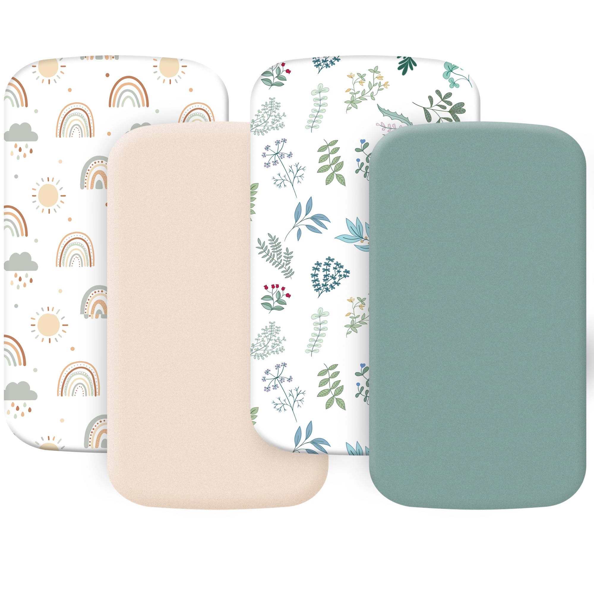 4 Pack Bassinet Sheets (20 x 33 Inch) for Angelbliss, YADAQE, Maxi-COSI Iora/Swift, Pamobabe, BIERUM, and Papablic Baby Bassinets, Soft and Skin-Friendly, Mint Green