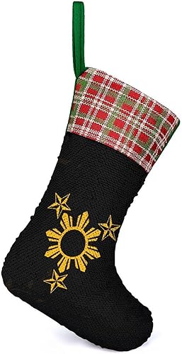 Medias de Navidad  Bandera filipina de Filipinas con purpurina brillante Navidad colgante calcetín para decoraciones de Navidad