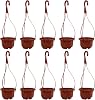 Mipcase 10 Pack Hanging Planters, Hanging Planters for Indoor Plants Hanging Pot with Hooks Hanging Baskets for Plants Outdoor Home Decor, 25.00X9.80X9.80CM, Dark Red