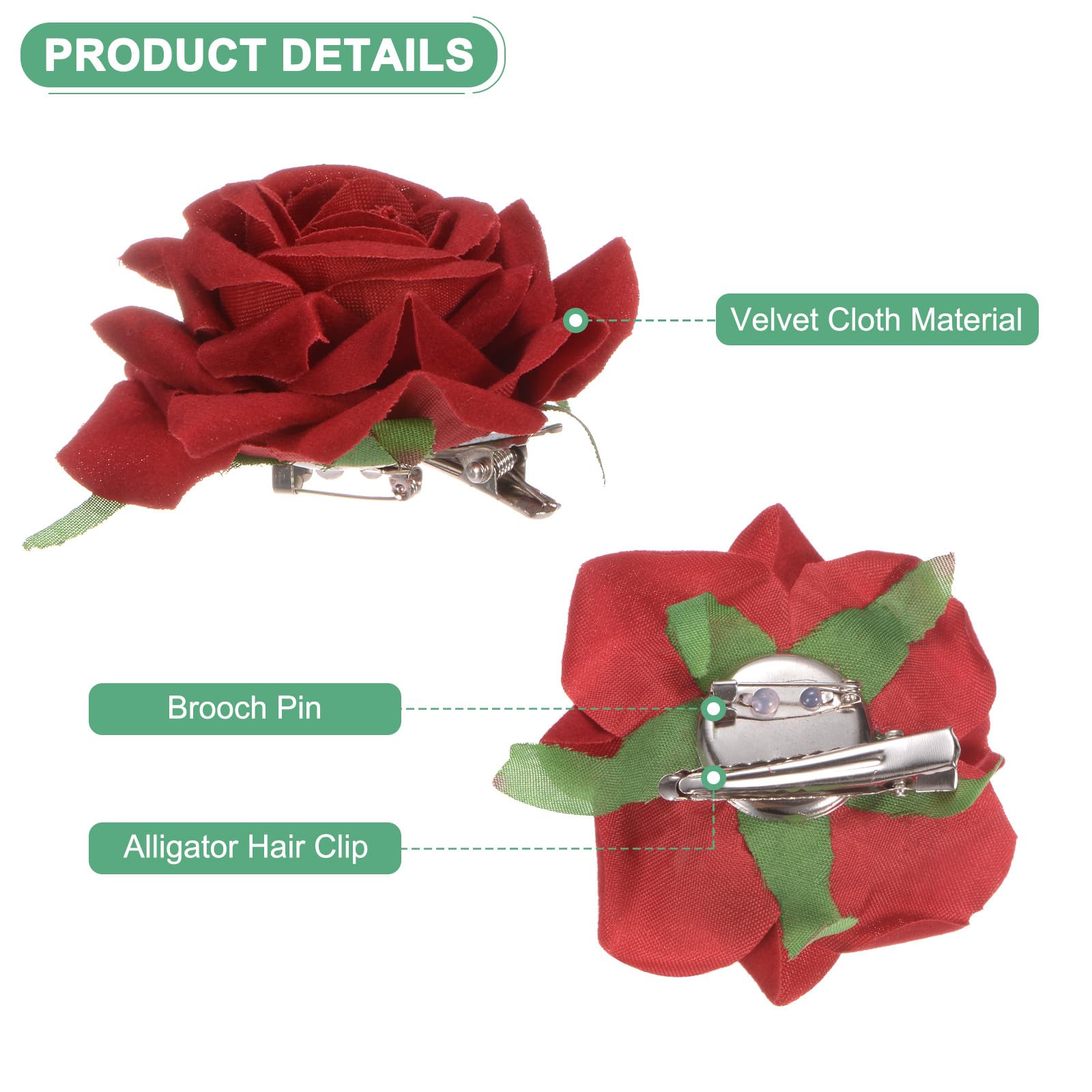 M METERXITY 12-Pack Rose Hair Clips - Image 2